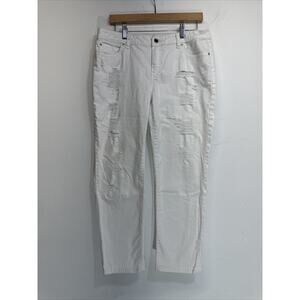 Jennifer Lopez Women’s Size 8 Boyfriend White Denim Jeans Distressed Stretch
